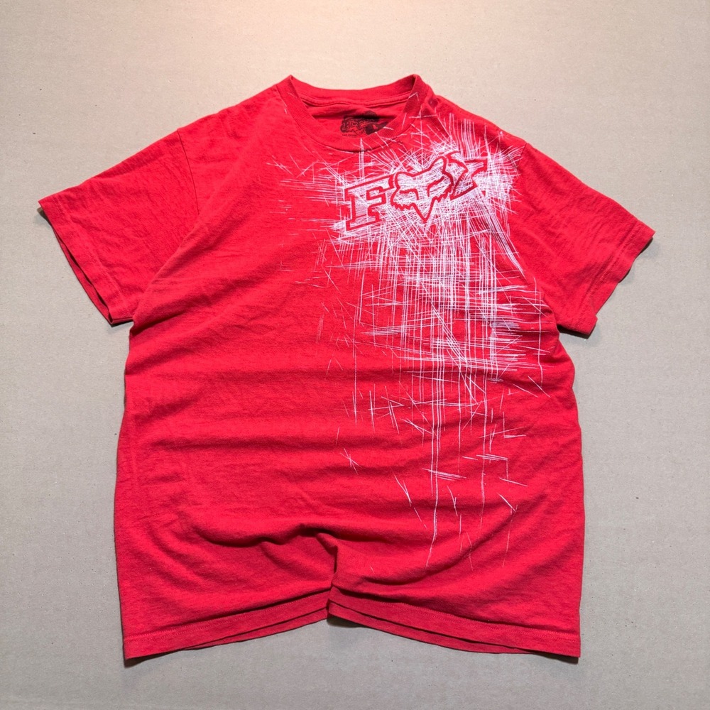 Y2K Fox Racing Graphic T-Shirt Large Red Excellent Motocross Streetwear